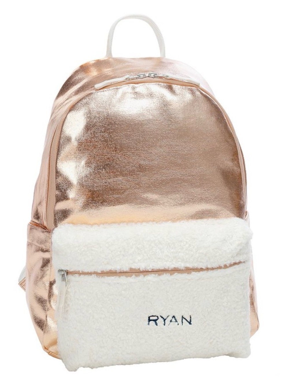 Colby Rose Gold Metallic Sherpa Backpack